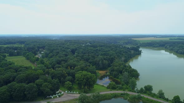 Aerial View Beautiful Nature Forest and Lake