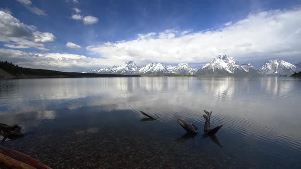 Jackson Lake in the Grand Tetons rippling in slow motion