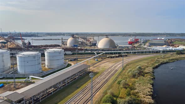 Oil petrol tanks in the port