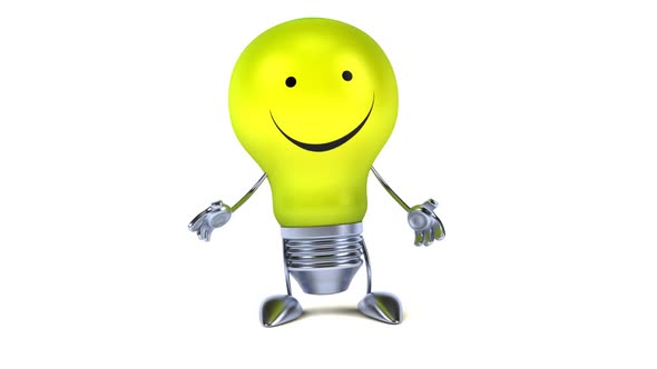 Fun 3d cartoon light bulb presenting alt