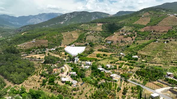 Farm Region Aerial View 4 K Alanya Turkey