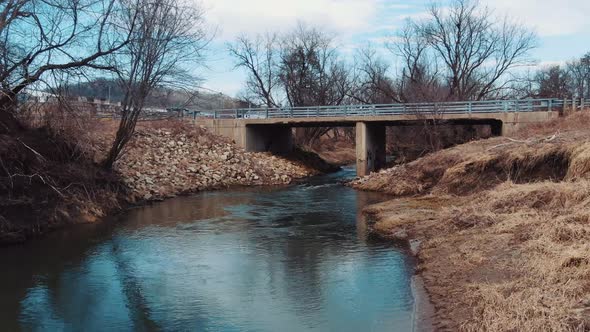 An old bridge crossing over a small creek