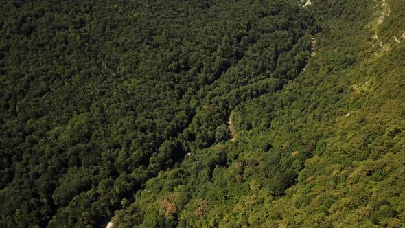 Aerial Nature View of Caucasus Mountain at Sunny Morning