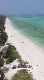 Tanzania  Vertical Video of the Ocean Near the Coast of Zanzibar Slow Motion