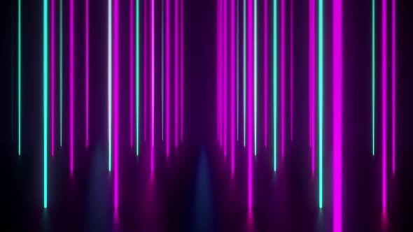 Vj Loop Of Long Purple And Green Light Bars Seamlessly Repeating