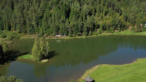 Aerial view of the Zahura recreation center in the town of Spisske Vlachy in Slovakia