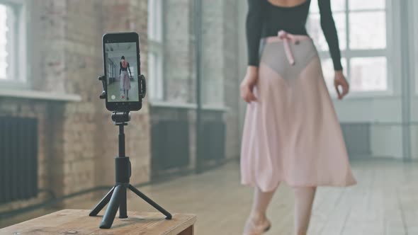 Ballerina Taking Video Of Herself Dancing