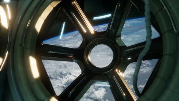 Cockpit View From International Space Station Operating Nearby of Planet Earth alt