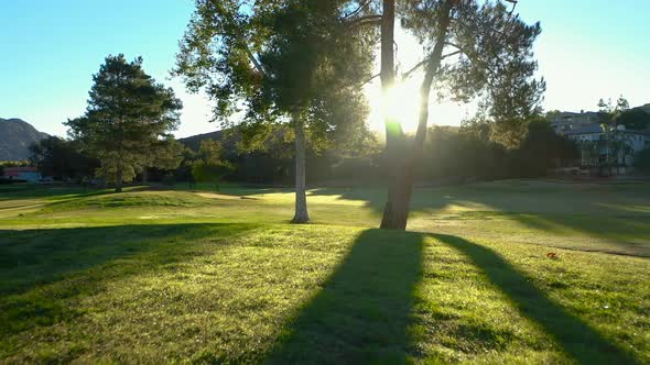 Aerial drone of San Vicente Golf Course in Ramona California during sunrise