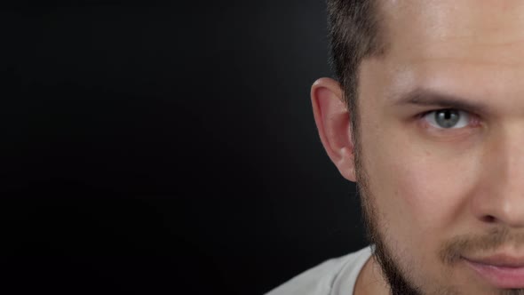 Football Player Sportsman Head Shot Portrait with Angry Face Soccer Man Handsome Isolated Close Up