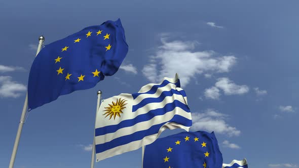 Flags of Uruguay and the European Union