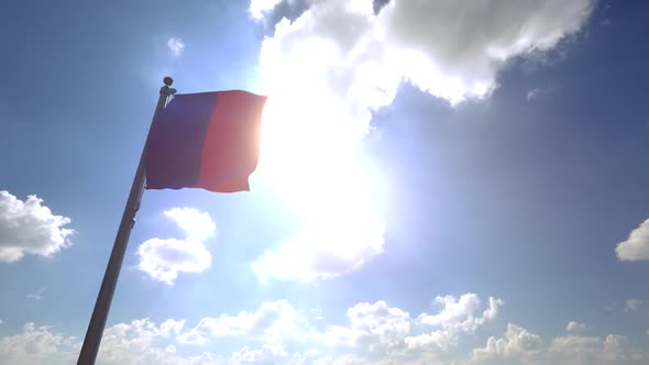Paris City Flag (France) on a Flagpole V4