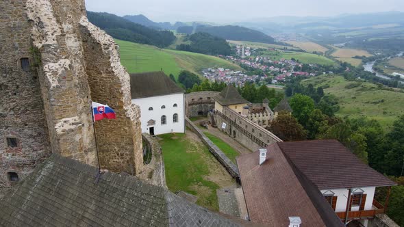 Aerial view of the castle in Stara Lubovna, Slovakia