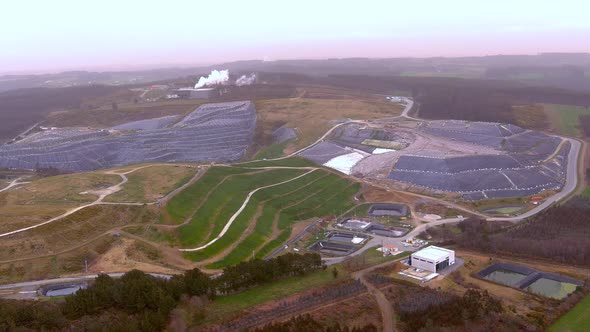 Aerial View Of Landfill Waste Site In Galicia. Dolly Left