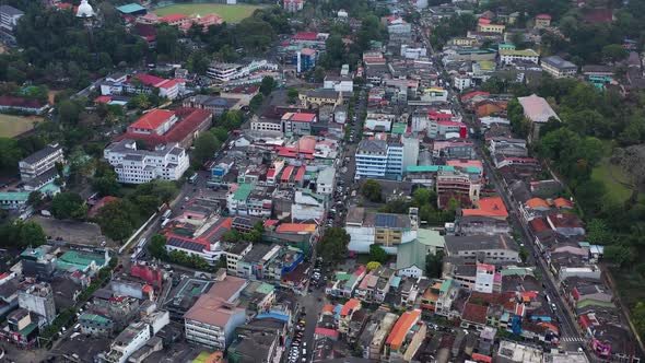 Aerial view of Kendy, a small town in Sri Lanka