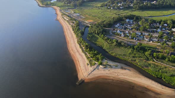 Aerial View of Residential Areas in the American Bay Area NJ US