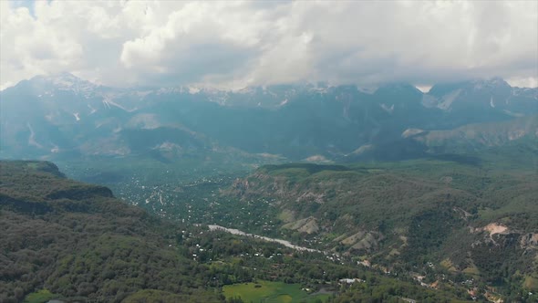 Arial Shoot Wild Walnut Forest in Jalal-abad Province Kyrgyzstan