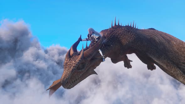 Magnificent Dragon Flies in the Sky Above the Clouds alt