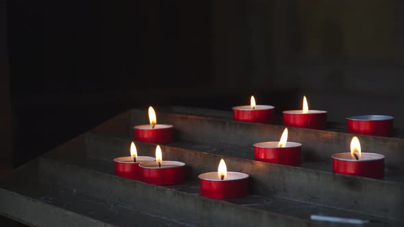 Little Red Candles In A Church