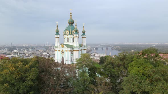 St. Andrew's Church in Kyiv. Ukrane. Slow Motion, Kiev