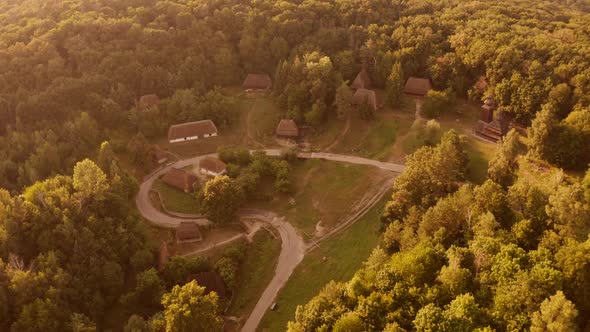 Small Rustic Medieval Village Amoung the Forest