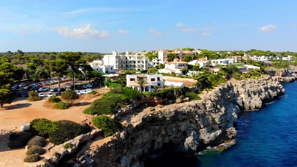 Aerial shot of Cala Pi on the balearic Island of Majorca