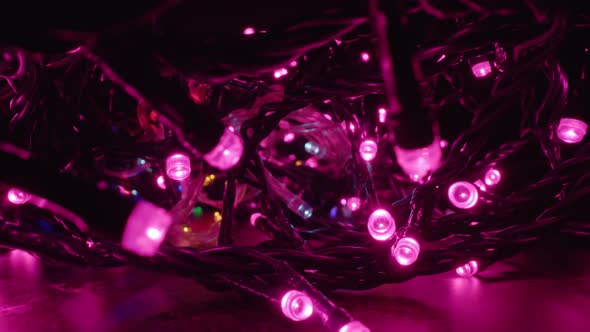 Fairy Lights Glow Mystery Purple Color at Christmas Darkness