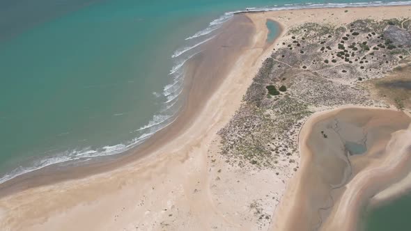 Aerial View Of A Hidden Paradise With Sandy Beach And Vegetation In Natal, Brazil. Drone Shot