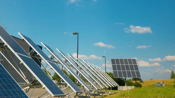 Solar panels near the modern enterprise