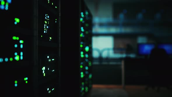 Modern Server Room with Supercomputers Light alt