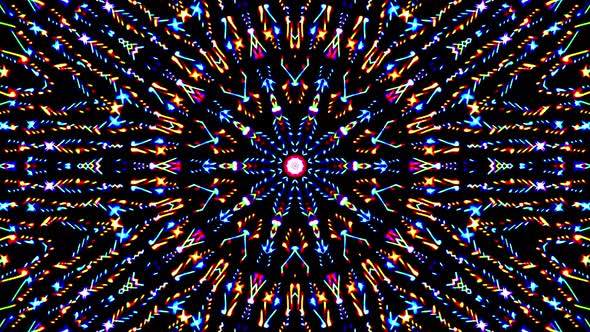 Bright abstract light flickering streaks set full color, kaleidoscope