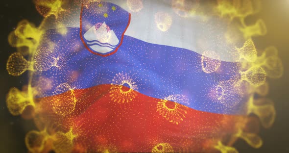 Slovenia Flag With Coronavirus Microbe Centered 4 K alt
