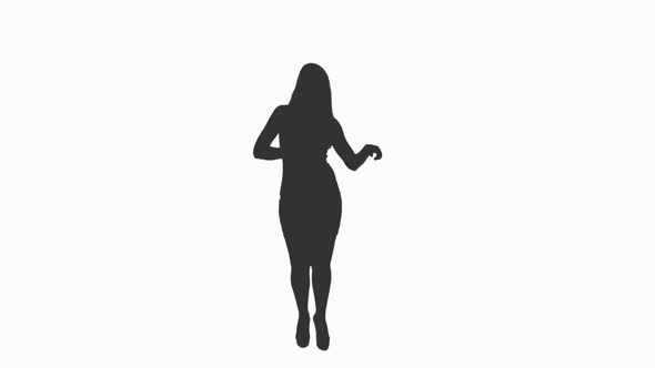 Black and White Silhouette of a Dancing Woman, Alpha Channel