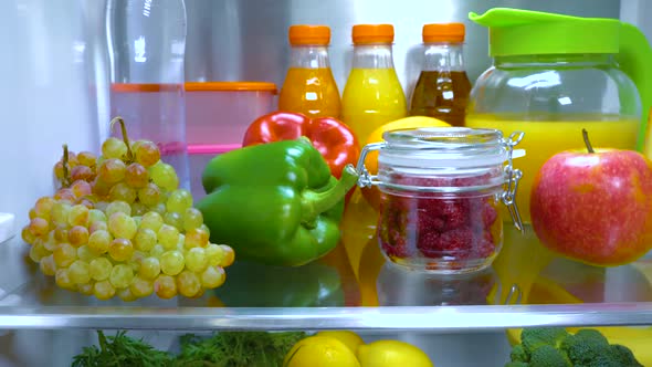 Open Refrigerator Filled with Food