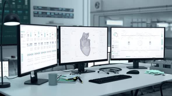 Robotic Biotechnology Equipment Making Identical Model Of Human Heart Organ alt