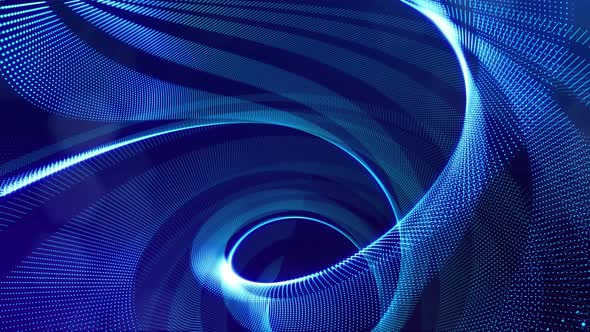 Blue High Tech Bg with Glow Particles Form Complex Spiral Structure