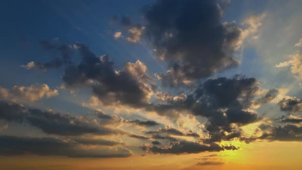 Colorful Sunset Bright Horizon Burning Skies with Clouds