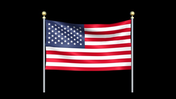 Flag of United States of America Waving in Double Pole alt