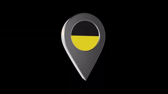 3d Animation Map Navigation Pointer With Flag Of Aachen (Germany) With Alpha Channel - 2K