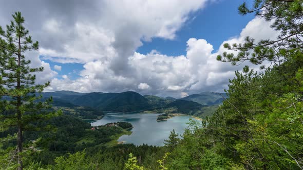 Time Lapse Of Clouds On Sky Above Zaovine Lake In Serbia