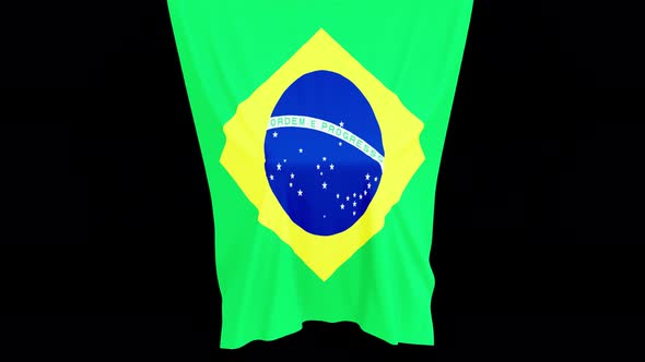 The piece of cloth falls with the flag of the State of Brazil to cover the product