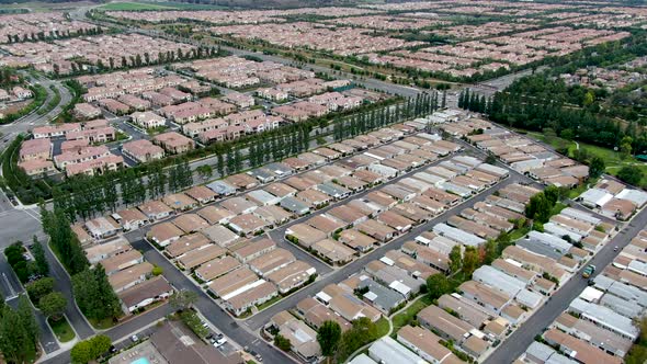 Aerial View of Large-scale Residential Neighborhood, Irvine, California