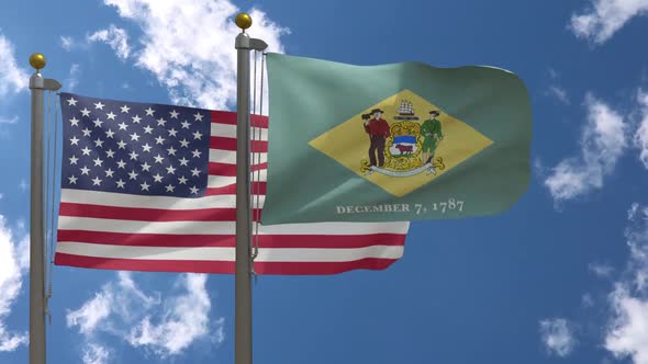 Usa Flag Vs Delaware State Flag American Flag On Flagpole