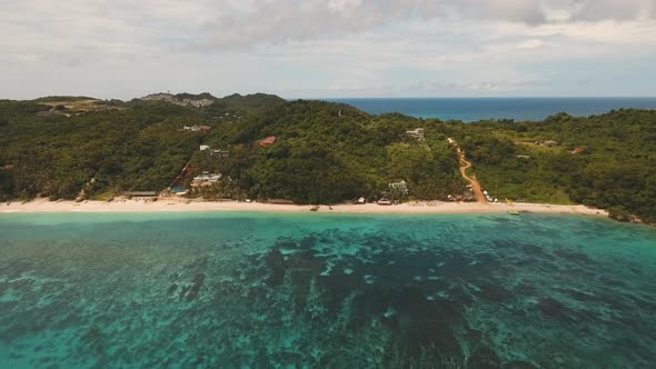 Tropical Sand Beach with Palm Trees