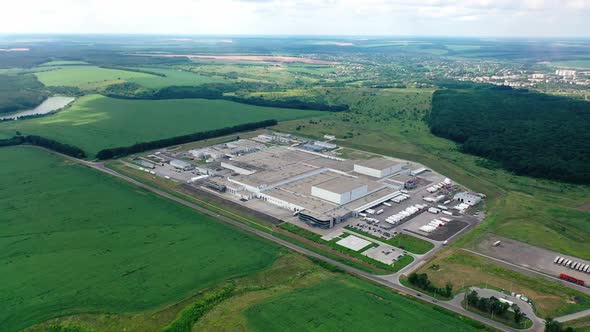 Aerial footage of a large industrial complex. Production Industry