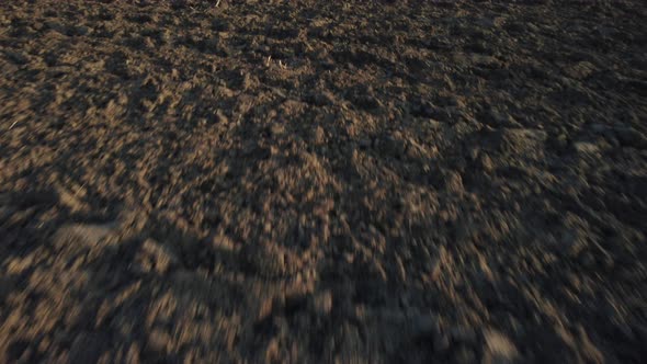 Plowed Field Shot By Drone