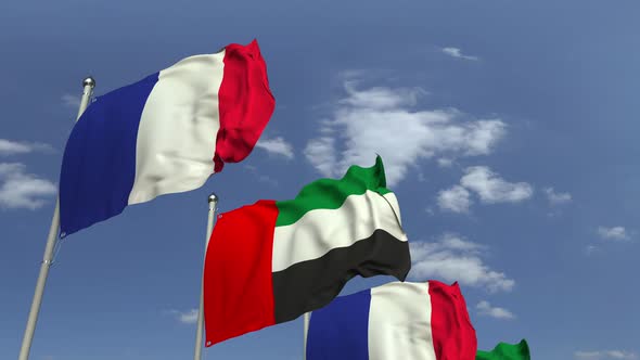 Flags of the UAE and France at International Meeting