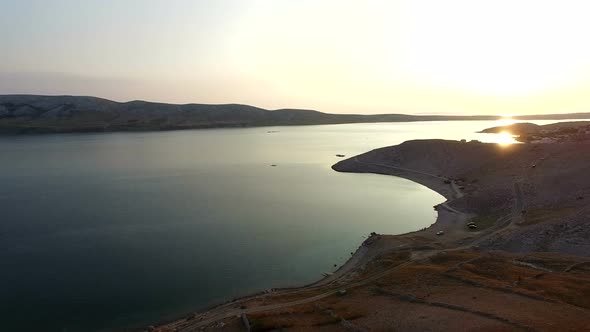 Peaceful dusk on Pag island, famous holiday destination in Croatia