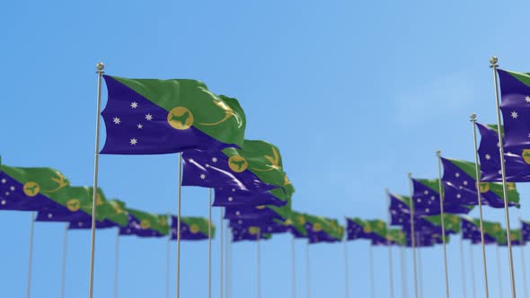 Christmas Island Row Of Flags 3D Animation