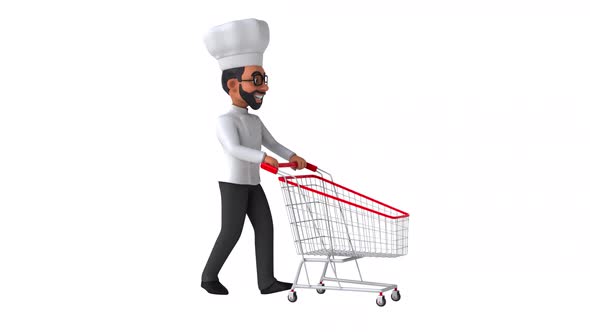 Fun 3D cartoon animation of an indian chef with alpha , ,